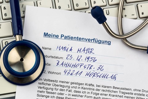 A living will in German. Instructions for the doctor or hospital in the event of a terminal illness