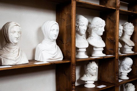 Possagno, Italy, August 2022: Antonio Canova collection. Classical sculptures in white marble
