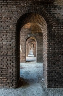 Endless corridors of Fort Jefferson on Dry Tortugas Island, Florida, USA, North America