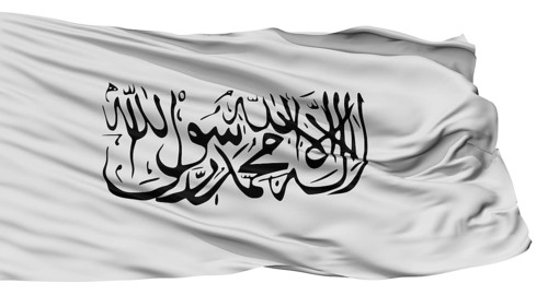 Taliban Flag, Isolated On White Background