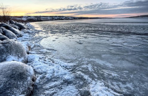 Buffalo Pound Lake Saskatchewan Canada ice design