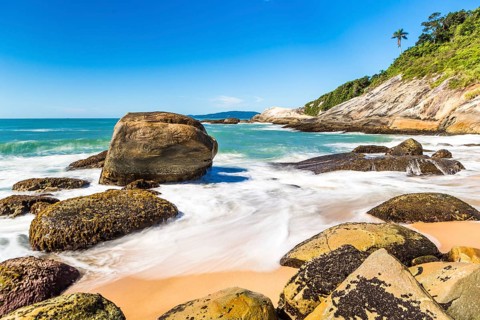 Beach in Balneario Camboriu, Santa Catarina, Brazil. Estaleirinho Beach