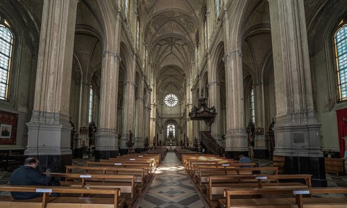Brussels City Center, Brussels Capital Region, Belgium, 06 20 2020 Interior of the Saint Catherine