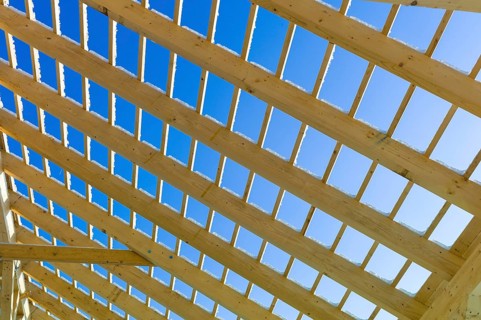 Roof construction made of wood, symbolic photo for home ownership, house construction and house