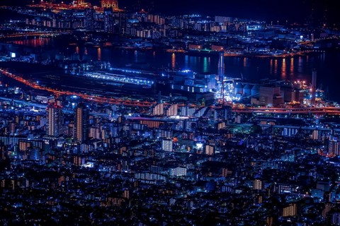 Night view of Kobe from Ichige. Shooting Location: Kobe city, Hyogo Pref