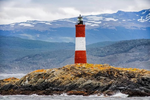Captivating view of Les Eclaireurs lighthouse amidst the natural beauty of Ushuaia