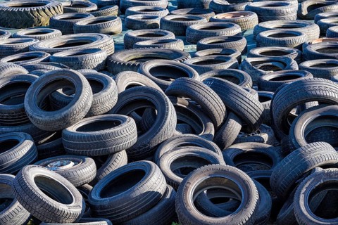 Old tyres on a pile