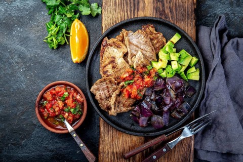 Food, Yucatan Mexican Food Pork POC CHUC poc chuck. Pork marinaded in orange juice served with