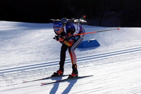 Franziska Preuß (SC Haag) on the downhill course at the IBU Biathlon World Championships