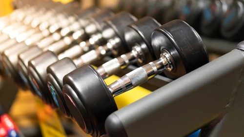 Photo of dumbbell used to exercise in the training center