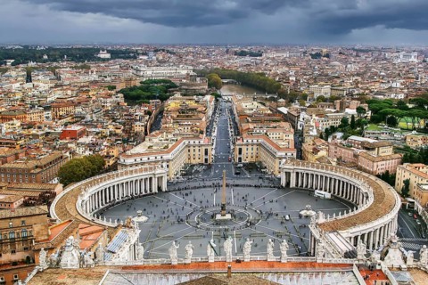 View of St. Peter Square and Rome from the Dome of St. Peter Basilica, Vatican