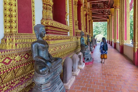 Vientiane Laos, tourist at Hor Phakeo Temple