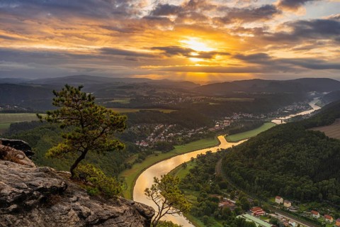 Beautiful sunrise in Saxon Switzerland