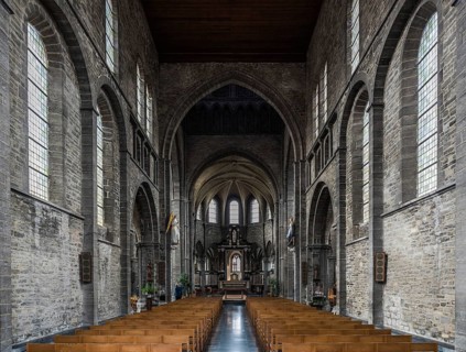 Tournai Doornik, Walloon Region, Belgium, 08 14 2019 Interior design of the Saint Quentin catholic