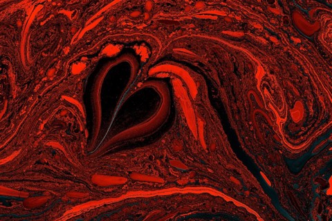 Beautiful abstract art of Ebru marbling painting techniques on water with paintsn for fabric,