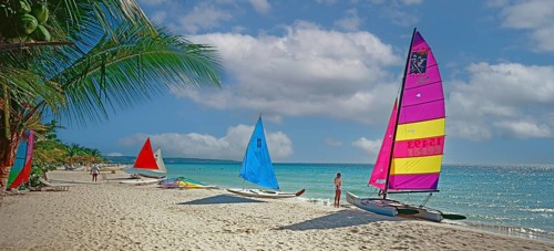 Beach, sailing boats, catamaran, Negril, Jamaica, Caribbean, Central America
