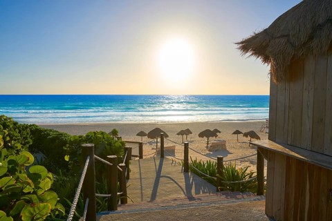 Cancun Delfines Beach at Hotel Zone of Mexico