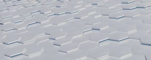 A grey bright hexagon tiles background. 3D illustration