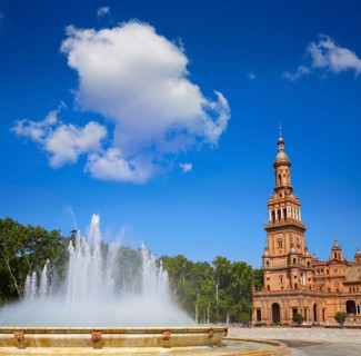 Seville Sevilla Plaza de Espana fountain Andalusia Spain square