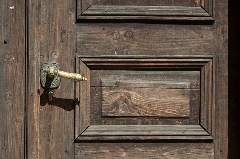 Old brown wooden door.Horisontal