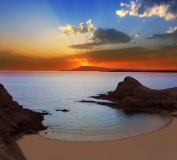 Lanzarote Playa Papagayo beach sunset in Canary islands