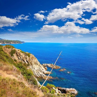 Costa Brava beach Lloret de Mar in Catalonia Cala Banys at Spain
