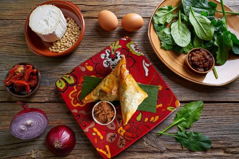 Spinach and cheese Briouat Moroccan recipe filo pastries parcels