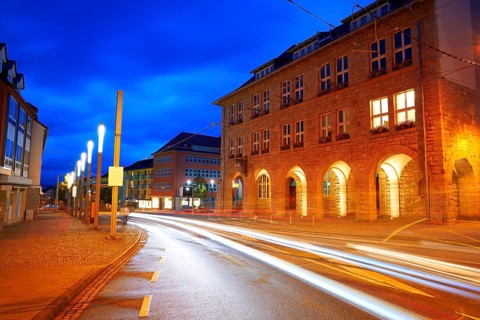 Nordhausen stadthaus at night in Thuringia of Germany