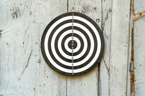 An image of an old dart board