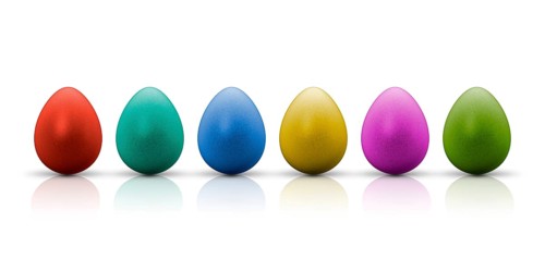 A row of nice colored easter eggs
