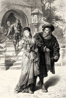 Gretchen, Faust and Mephistopheles, first part of the tragic play Faust by Johann Wolfgang von