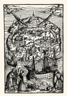 The Island Utopia, 1516, woodcut by Ambrosius Holbein