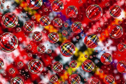 Typical Christmas decoration under glass with drops of water. Winter holidays. Merry christmas and