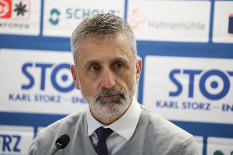 Head coach / trainer Mark French (ERC Ingolstadt) at the press conference, PK after the game of DEL