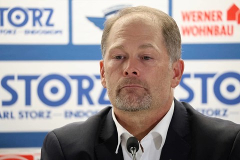 Head Coach / coach Steve Walker (SERC Wild Wings) at the press conference, PK after the game of DEL