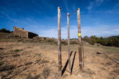 Melchor refuge, Sierra de Santo Domingo protected landscape, Biel, Cinco Villas, Aragon, Spain,
