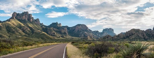 Famous panoramic view of the Chisos mountains in Big Bend NP, USA, North America