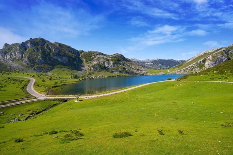 Enol lake at Picos de Europa in Asturias of Spain