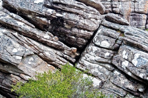 Cracks in the ancient rocks of the Grampians Ranges in Victoria, Australia, Oceania