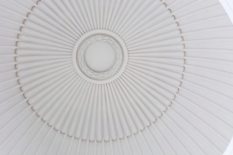 Round white ceiling in one chapel of Roskilde cathedral, Roskilde, Denmark, Europe
