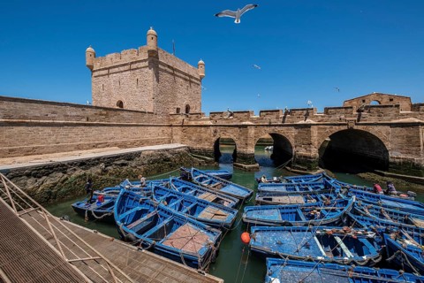 Castelo Real at fishing port, old portuguese fortress, Essaouira, morocco
