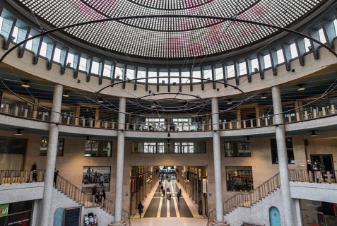 Brussels, Belgium, 01 28 2018: Ravenstein Gallery, an art- and shopping place designed by Horta in