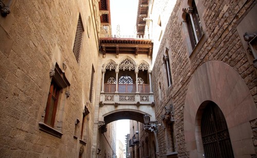 Barcelona Palau generalitat arch corridor in gothic Barrio