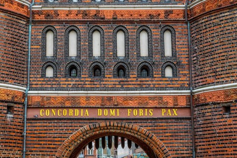 Historic buildings in Lübeck Detail of the Holsten Gate. Detail of the Holsten Gate in Lübeck