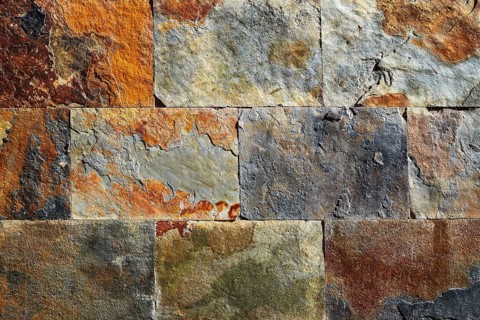Slate stone colorful texture tiles with red rusted yellow and green blue tones