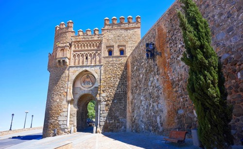Toledo Puerta del Sol door in Castile La Mancha of Spain