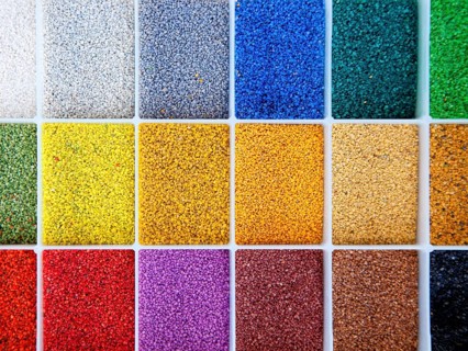 Colorful designer architect sample of color stones for flooring and facade