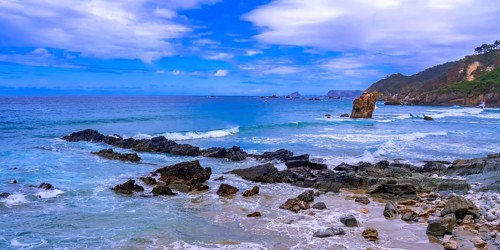 Beach of Aguilar, Cantabrian Sea, Muros de Nalón, Principado de Asturias, Spain, Europe