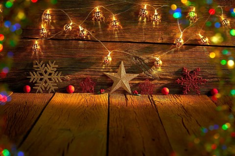 Christmas snowflake star vintage rustic wooden background decoration
