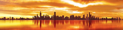 A beautiful Chicago sunset skyline. 3D illustration
